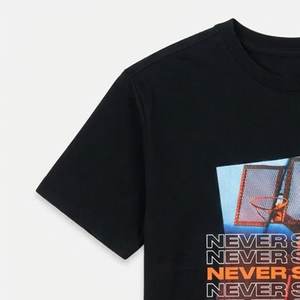 Nuevas Camisetas Negras para Hombre con Logotipo Impreso en DTF Personalizado de Alta Demanda, para Ropa Deportiva, Camiseta Moderna con Cuello Redondo, Tejido Transpirable y Cómodo - Product Image 6