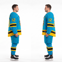 Jersey Hoki Es Kustom untuk Kiper - 100% Poliester untuk Performa Rajutan 160GSM Bordir Tackle Twill Retro Ukuran Besar untuk Pria