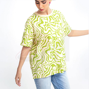 Camiseta Oversize para Mujer, Estampada, de Algodón Premium, Estilo Casual, OEM, ODM, Marca Privada, 100% Algodón, Corte Holgado - Product Image 3