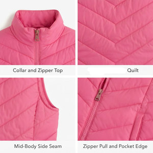 Women's <b>Canvas</b> Waterproof Quilted Sleeveless Puffer Vest Breathable Zippered Closure Padded <b>Jacket</b> with Pocket Comfortable Fit - Product Image 5
