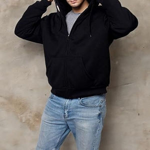 Sweat à capuche zippé pour homme, sur mesure, avec logo, prix de gros d'usine, 100% coton, thermique pour l'hiver - Product Image 5