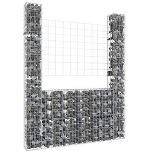 Panier gabion en forme de U avec 2 poteaux en fer 55,1''x7,9''x78,7'' pour l'aménagement paysager et la terrasse - Product Image 1