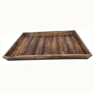 Bandeja de servicio de madera rústica, diseño rectangular grande hecho a mano para uso otomano, mesa de cocina para desayuno y exhibición de comedor - Product Image 3
