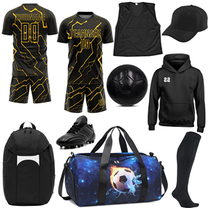 Chaussettes, sweat-shirt, casquette, sac à dos, sac de sport, ensemble de tenue de football personnalisé sublimé unisexe pour adulte avec maillot et short, équipement anti-humidité - Product Image 5