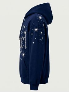เสื้อผ้าสตรีทแวร์ทรงโอเวอร์ไซส์แบบยูนิเซ็กซ์  ผ้าคอตตอน 100%  ลายกราฟิกวินเทจ  ตกแต่งด้วยคริสตัล  ซักย้อมแบบแอซิดวอช  รักษ์โลก - Product Image 4