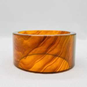 Handmade Amber Marble Resin Bangle Chunky Wide Cylindrical Flat Wall Resin Craft Agate Cuff Bracelet Women Jewelry - Product Image 5