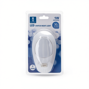 Luce Notturna a LED con Interruttore 1W 230V 6500K Bianco Freddo da Parete con Spina per Uso Domestico Interno - Product Image 2