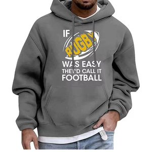 Sudadera con Capucha para Fanáticos del Rugby, Unisex, Beige, Bordada, de Ganchillo, Sudadera Deportiva de Invierno, con Eslogan Divertido, Regalo Informal, Personalizada, al por Mayor - Product Image 4