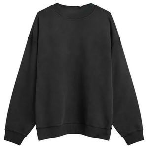 Sudadera Negra de Cuello Redondo para Hombre, Corte Holgado, Manga Larga, Color Sólido, Algodón, Estilo Casual Urbano, Otoño-Invierno - Product Image 1