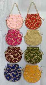 Luxury Handcrafted Polyester Embroidered Potli <b>Bridal</b> Wedding Ethnic Indian FLAP Closure Evening Clutch Party Favour Fashion - Product Image 2