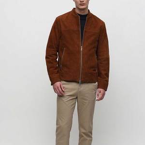 Fully Customized <b>Men's</b> <b>Suede</b> Leather <b>Jacket</b> Winter Stand Collar Front Logo Eco-Friendly Breathable Waterproof Windproof High - Product Image 2