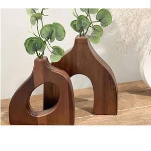 Vase en bois de manguier fait main au design moderne et luxueux, décoration de salon, vase de table, indien, pour mariages et événements, taille personnalisée - Product Image 1