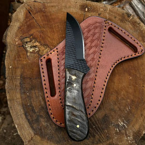 Handmade Rasp Steel Cowboy <b>Knife</b> Ram Horn Handle Bull Cutter Pancake Leather Sheath Fixed <b>Blade</b> Utility Customizable OEM DIY EDC - Product Image 3