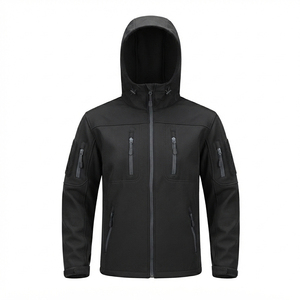 Veste Softshell Noire à Capuche Imperméable et Extensible pour Hommes et Femmes, Veste de Travail d'Extérieur, Taille Personnalisée OEM, Vente en Gros - Product Image 2