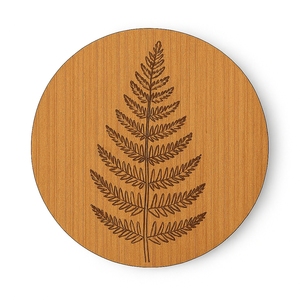 Round Wooden Eco-Friendly Coffee Coaster Fern Pattern Drink <b>Mat</b> <b>Table</b> Decor for Home Hotel Restaurant - Product Image 1