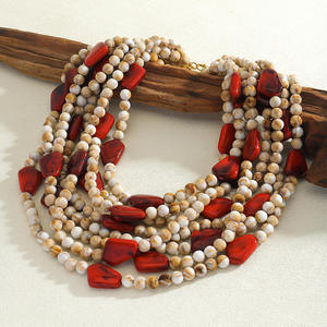 Collar de Cuentas de Resina Acrílica Hecho a Mano por Javed Handicrafts, Diseño Geométrico Vintage Unisex, Cuentas Grandes Vibrantes, Joyería de Moda - Product Image 3