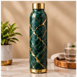 Bouteille d'eau en cuivre à motif marbré moderne avec couvercle en cuivre, portable pour les voyages - Product Image 4