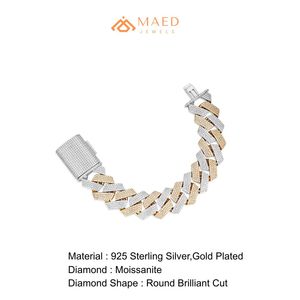 Pulsera de Cadena de Eslabones Chapada en Oro con Moissanita para Hombre, Joyería de Moda de Los Ángeles, Regalo Elegante para Uso Diario, Bodas y Fiestas - Product Image 6