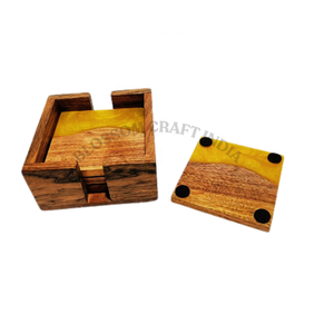 Premium Set of 4 Eco Friendly Drink Coasters Mango Wood Resin Crafts Polished <b>Angel</b> Model Pattern Marble Effect Wholesale Price - Product Image 5
