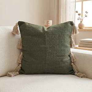 Cojín Decorativo Vintage con Flecos, Hecho a Mano, Ecológico, de Algodón Clásico, con Textura en Capas, para Sofá, con Cierre - Product Image 2