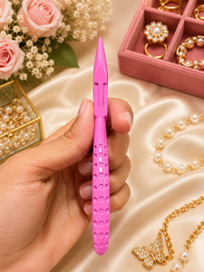 Pince à bec effilé rose pour la fabrication de bijoux, avec poignée à motif imprimé, outil de précision pour la perlage - Product Image 3