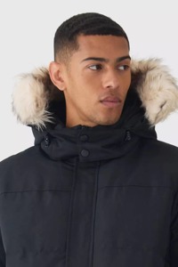 Men's Hooded <b>Winter</b> Parka <b>Coat</b> Warm Puffer Jacket <b>Thick</b> Quilted Polyester Zipper Closure - Product Image 2