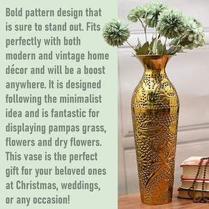 Handmade Brass <b>Tabletop</b> Vase Bohemian Style Gold Metal Flower Vase for Home Decor Housewarming Gift - Product Image 3