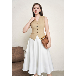 Jupe midi évasée blanche élégante et moderne pour femme, taille haute, en polyester et élasthanne, pour le bureau ou les occasions décontractées RYAN - Product Image 5