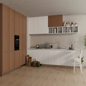 Gabinetes <span class=keywords><strong>de</strong></span> <span class=keywords><strong>Cocina</strong></span> <span class=keywords><strong>Modernos</strong></span> <span class=keywords><strong>de</strong></span> Melamina OEM, Gabinetes Personalizados Blancos y <span class=keywords><strong>de</strong></span> Madera MDF con Estante Abierto y <span class=keywords><strong>Electrodomésticos</strong></span> Integrados para Proyectos OEM - Product Image 1