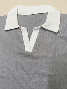 Summer Polo Collar Knee Button Pajama Set Breathable Loose-Fitting Casual Sporty Short Sleeve Shorts Two-Piece Women Solid Color - Product Image 5