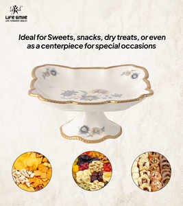 Plateau de service moderne en porcelaine fine avec bordure dorée, support pour assiettes à dessert, couleur blanche, pour fêtes, plateau décoratif - Product Image 4