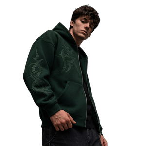 Customized Stylish Embroidered Design <b>Men's</b> Casual Winter Heavyweight Cotton <b>Fleece</b> Zip-Up Hoodie Street <b>Walking</b> Transitional - Product Image 6