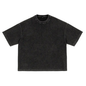 เสื้อยืดวินเทจลายโลโก้แบบกำหนดเอง ล้างสีด้วยกรด ทรงโอเวอร์ไซส์ ผ้าคอตตอนหนานุ่ม 100% สำหรับผู้ชาย สไตล์วิทยาลัย สโนว์ - Product Image 1