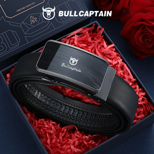 Ceintures en cuir véritable pour hommes BULLCAPTAIN, ceintures de luxe de créateurs, boucle automatique en alliage, sangle à cliquet, boîte cadeau pour hommes - Product Image 1