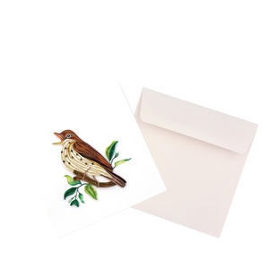 การ์ดควิลลิ่งลายไม้รูปนกทรัสห์ การ์ดควิลลิ่งพร้อมซองจดหมาย การ์ดอวยพรทำมือลายสัตว์ ของขวัญพิเศษ - Product Image 3