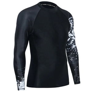 Haut de sport à manches longues pour homme, motif géométrique tigre imprimé, séchage rapide, en polyester, compression, pour adulte - Product Image 4