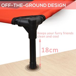 Cuccia rinfrescante rialzata per cani da 91x76 cm con ventilazione a rete, colore rosso - Product Image 6