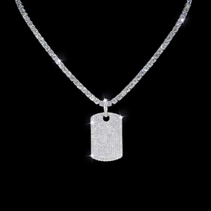 Colgante de moissanita plateada personalizado con nombre, letra o inicial, en tonos blanco, amarillo y rosa, joyería hip hop, collar personalizado. - Product Image 1