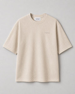 FAWKES Men's White <b>Waffle</b> Knit Oversized Short Sleeve T-<b>Shirt</b> O-Neck Casual Breathable Solid Color Design wholesale rate - Product Image 6