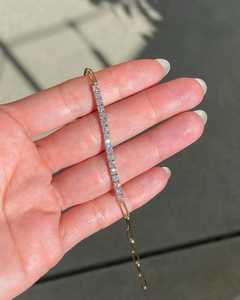 Half Tennis Half Link Paperclip Chain 7 Inches 10k 14k 18k <b>Solid</b> <b>Gold</b> Round Cut Lab Grown Diamond Tennis Bracelets Factory Price - Product Image 2