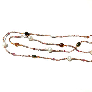 Freshwater Pearl Multi Tourmaline Rough Gemstone Beaded <b>Statement</b> <b>Necklace</b> 925 Sterling Silver Handmade Jewelry Women's Party - Product Image 3