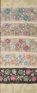 Dentelle brodée artisanale exquise, garniture traditionnelle Zari en gros pour embellissements de vêtements et couture nuptiale - Product Image 5
