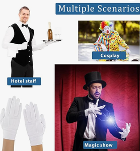 ถุงมือผ้าฝ้ายบางสำหรับผู้ชายและผู้หญิง ถุงมือสีขาวสำหรับชุดเดินขบวนอย่างเป็นทางการ - Product Image 4