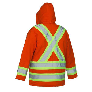 Chaqueta de Seguridad Reflectante Naranja de Alta Visibilidad con Capucha y Cremallera para Hombre, Ropa de Trabajo - Product Image 4