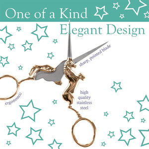 Horse Design Embroidery <b>Scissors</b> Sharp Blades Pointed Tip Thread Cutting <b>Scissors</b> Titanium Color Needlework <b>Scissors</b> - Product Image 3