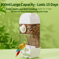 Mangeoire automatique pour oiseaux, distributeur de nourriture anti-déversement pour perroquets, avec tiroir à déchets, accessoire de cage en acrylique pour perruches, budgerigars, calopsites, agapornis