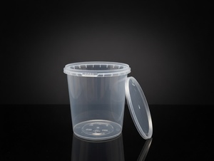 Contenant rond en polypropylène vierge avec système de sécurité, capacité 1000 ml, gamme de contenants avec système de sécurité - Moulage par injection en gros pour traiteur, plats à emporter et autres - Product Image 2