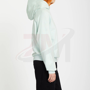 Sudadera con Capucha para Mujer, Color Verde Menta Claro, 100% Algodón Tejido, Corte Regular, Transpirable, Color Sólido, Colección Otoño-Invierno - Product Image 2