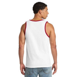 <b>Men's</b> <b>White</b> Cotton Tank Top O-Neck Solid Color Casual Wholesale Ergonomic Fit Muscle Singlet Panel Designed Sports Tank Top - Product Image 3