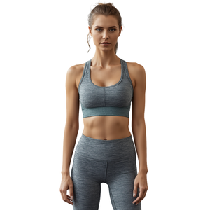 Ensemble de yoga respirant à séchage rapide pour femmes, Spandex/Nylon, sans manches, taille haute élastique, 2 pièces - Product Image 1